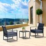 3 Pieces Rattan Dining Set Patio Bistro Table Chair Conversation Set - Bistro Sets from Outsunny