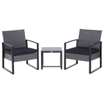 3 Pieces Rattan Dining Set Patio Bistro Table Chair Conversation Set - Bistro Sets from Outsunny