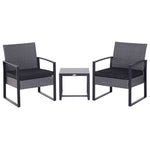 3 Pieces Rattan Dining Set Patio Bistro Table Chair Conversation Set - Bistro Sets from Outsunny