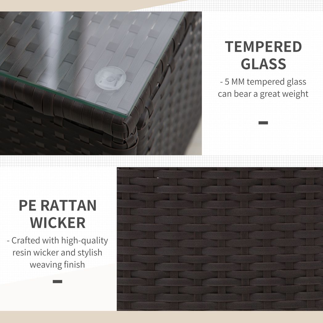 Rattan Garden Furniture 3 PCs Sofa Chair Table Bistro Set Wicker Weave - Bistro Sets from Outsunny