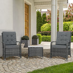Rattan Garden Furniture 3 PCs Sofa Chair Table Bistro Set Wicker Weave - Bistro Sets from Outsunny