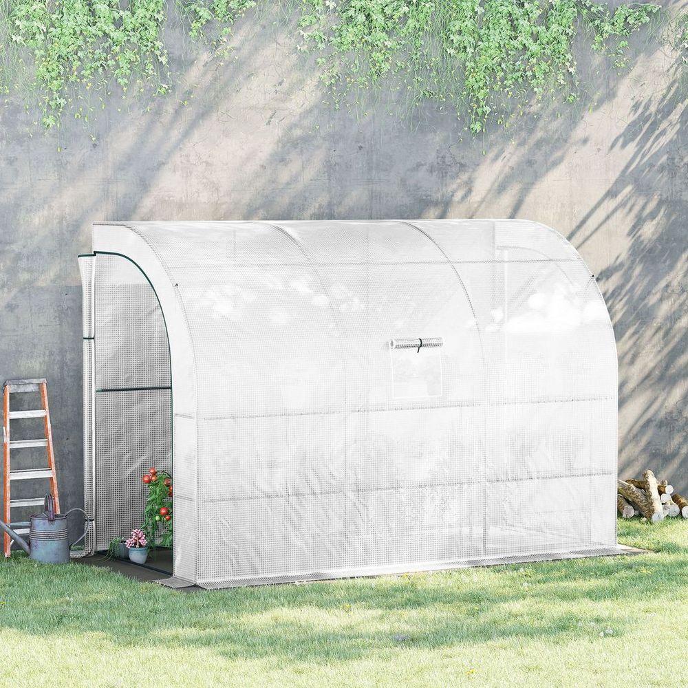 300 x 150 x 213 Plant Greenhouse Garden Nursery w/ Cover Window, White - Cover from Outsunny