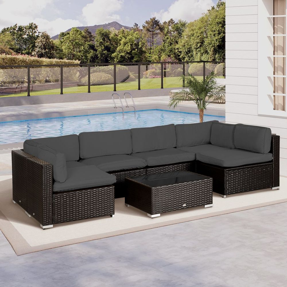 Garden Rattan Sofa Set Polyester Cover Replacement No Cushion Grey - Cover from Outsunny