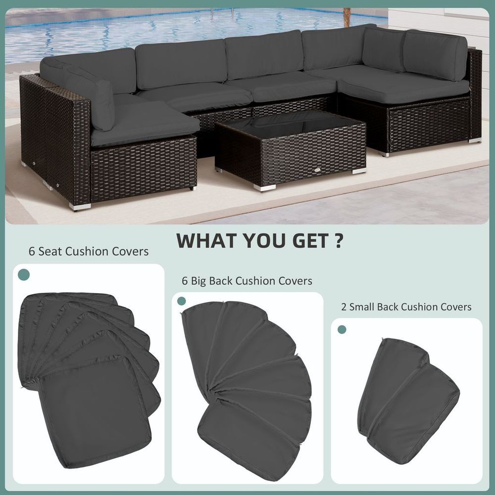 Garden Rattan Sofa Set Polyester Cover Replacement No Cushion Grey - Cover from Outsunny