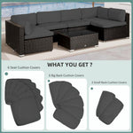 Outsunny Garden Rattan Sofa Set Polyester Cover Replacement No Cushion Grey - Uncategorized Cover