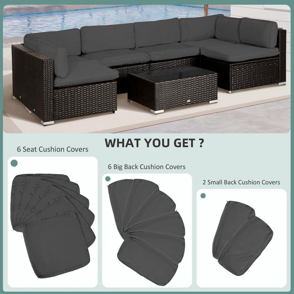 Outsunny Garden Rattan Sofa Set Polyester Cover Replacement No Cushion Grey - Uncategorized Cover