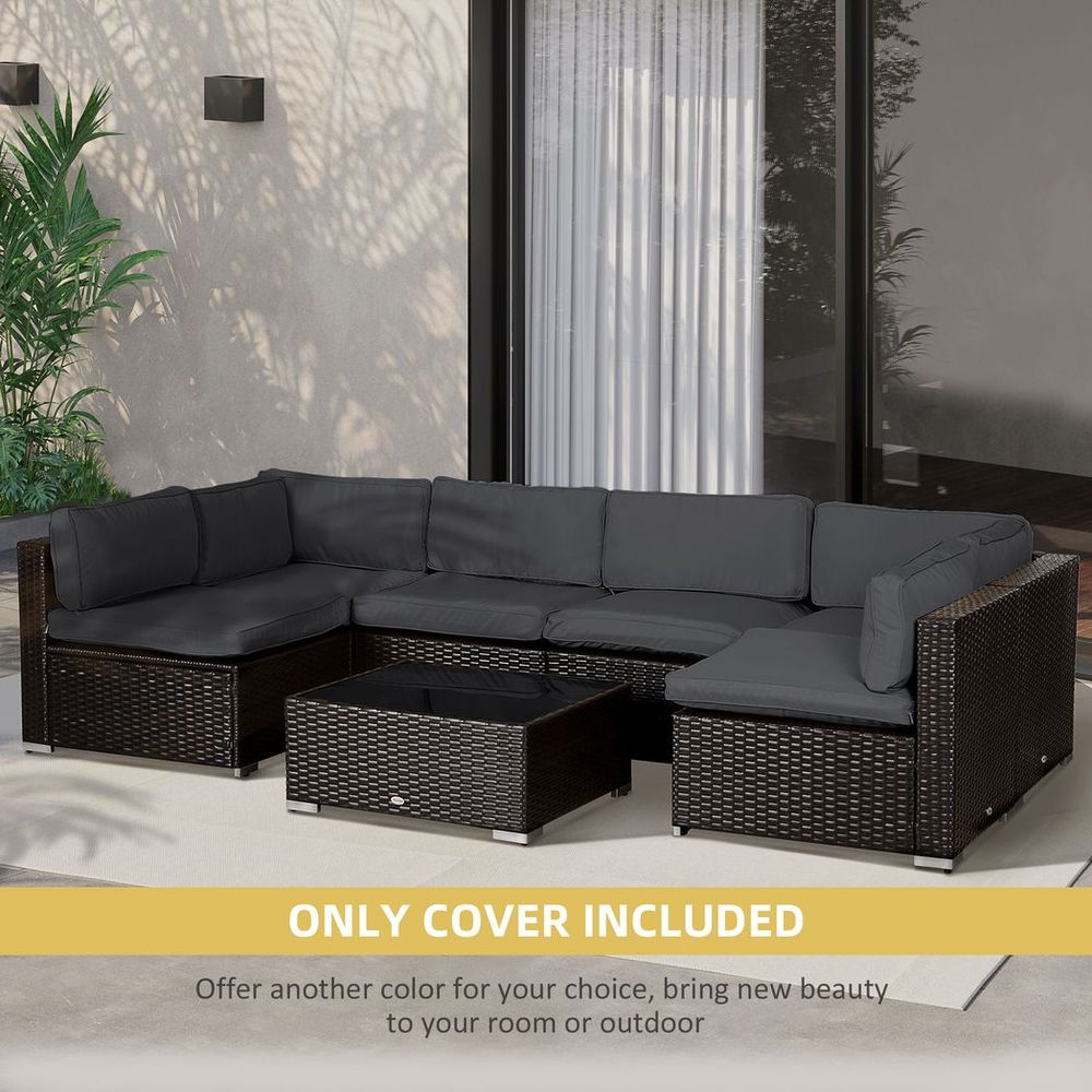 Garden Rattan Sofa Set Polyester Cover Replacement No Cushion Grey - Cover from Outsunny