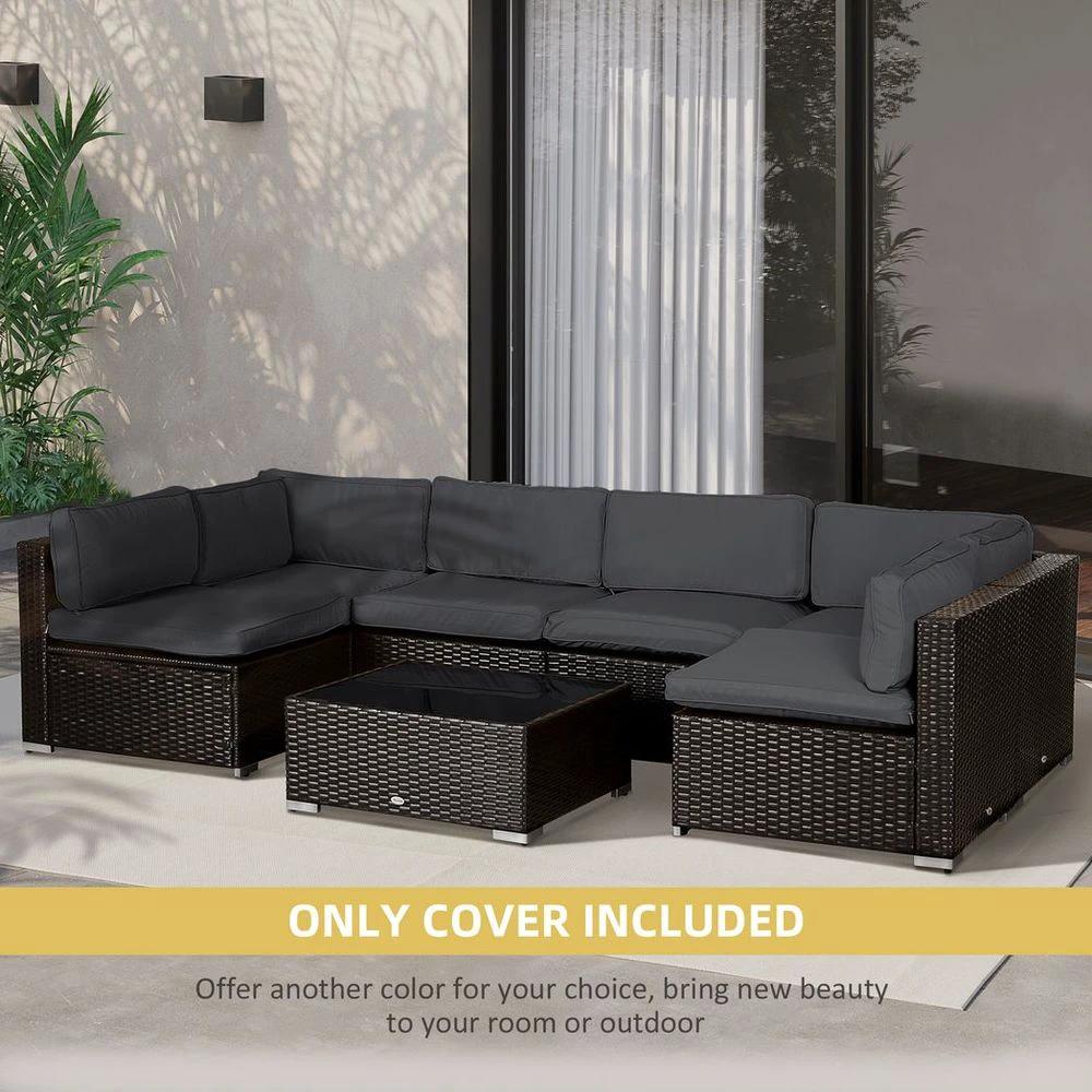 Outsunny Garden Rattan Sofa Set Polyester Cover Replacement No Cushion Grey - Uncategorized Cover