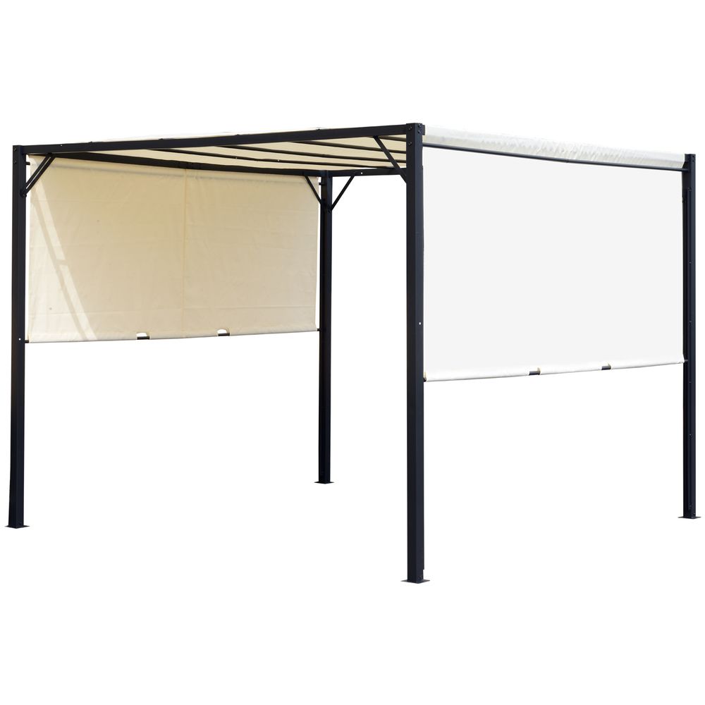 Metal Pergola With Canopy Retractable Pergola Canopy 3x3x2.3m Cover Cream - Cover from Outsunny