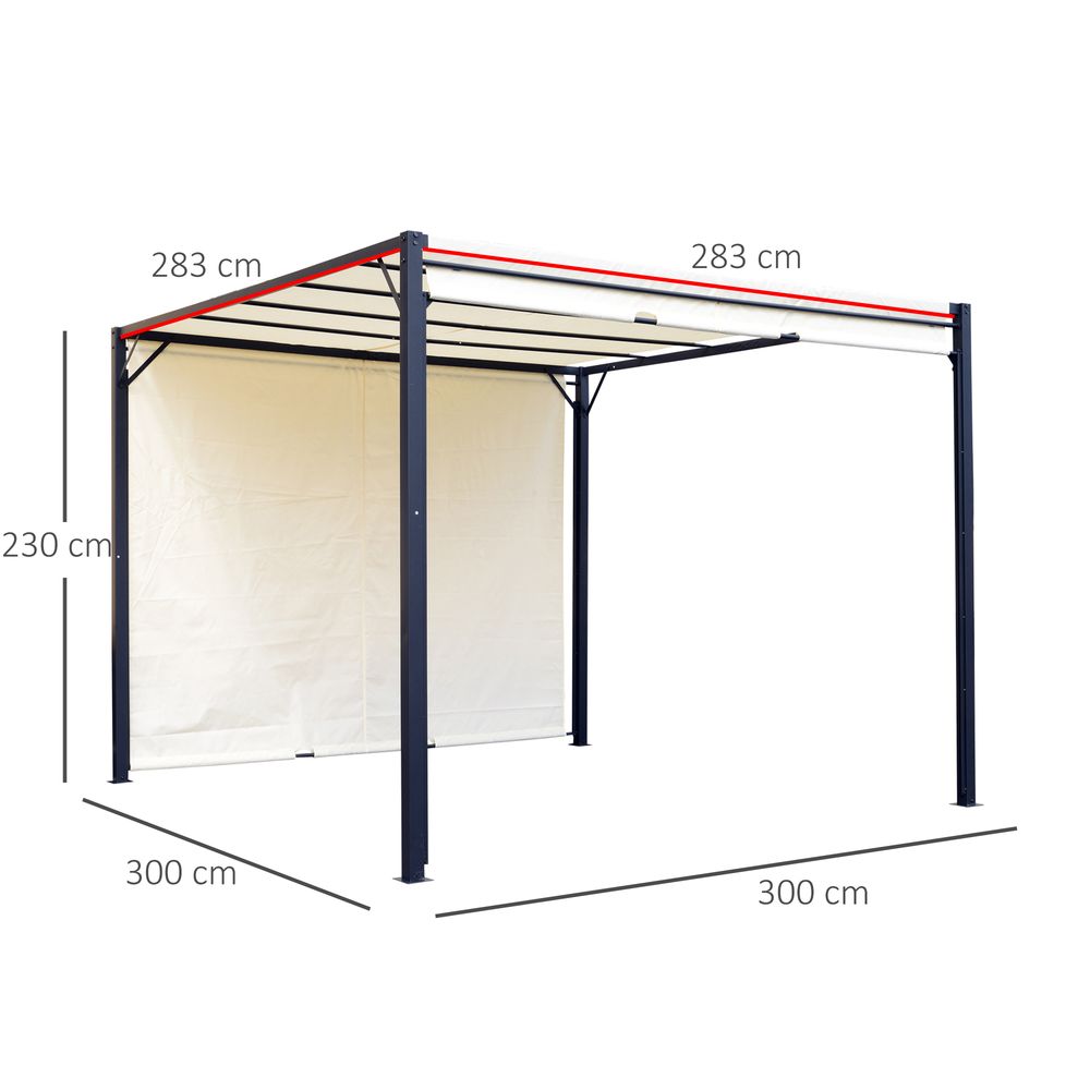 Metal Pergola With Canopy Retractable Pergola Canopy 3x3x2.3m Cover Cream - Cover from Outsunny