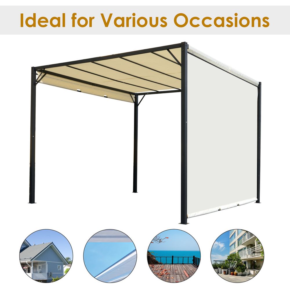 Metal Pergola With Canopy Retractable Pergola Canopy 3x3x2.3m Cover Cream - Cover from Outsunny
