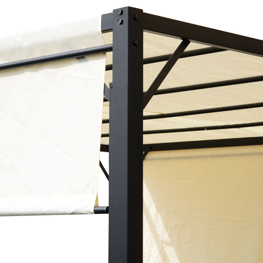 Metal Pergola With Canopy Retractable Pergola Canopy 3x3x2.3m Cover Cream - Cover from Outsunny