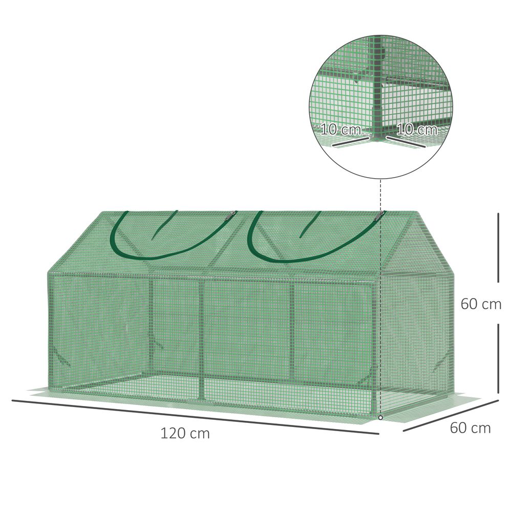 Mini Greenhouse, with Durable PE Cover, 119x60x60cm - Cover from Outsunny