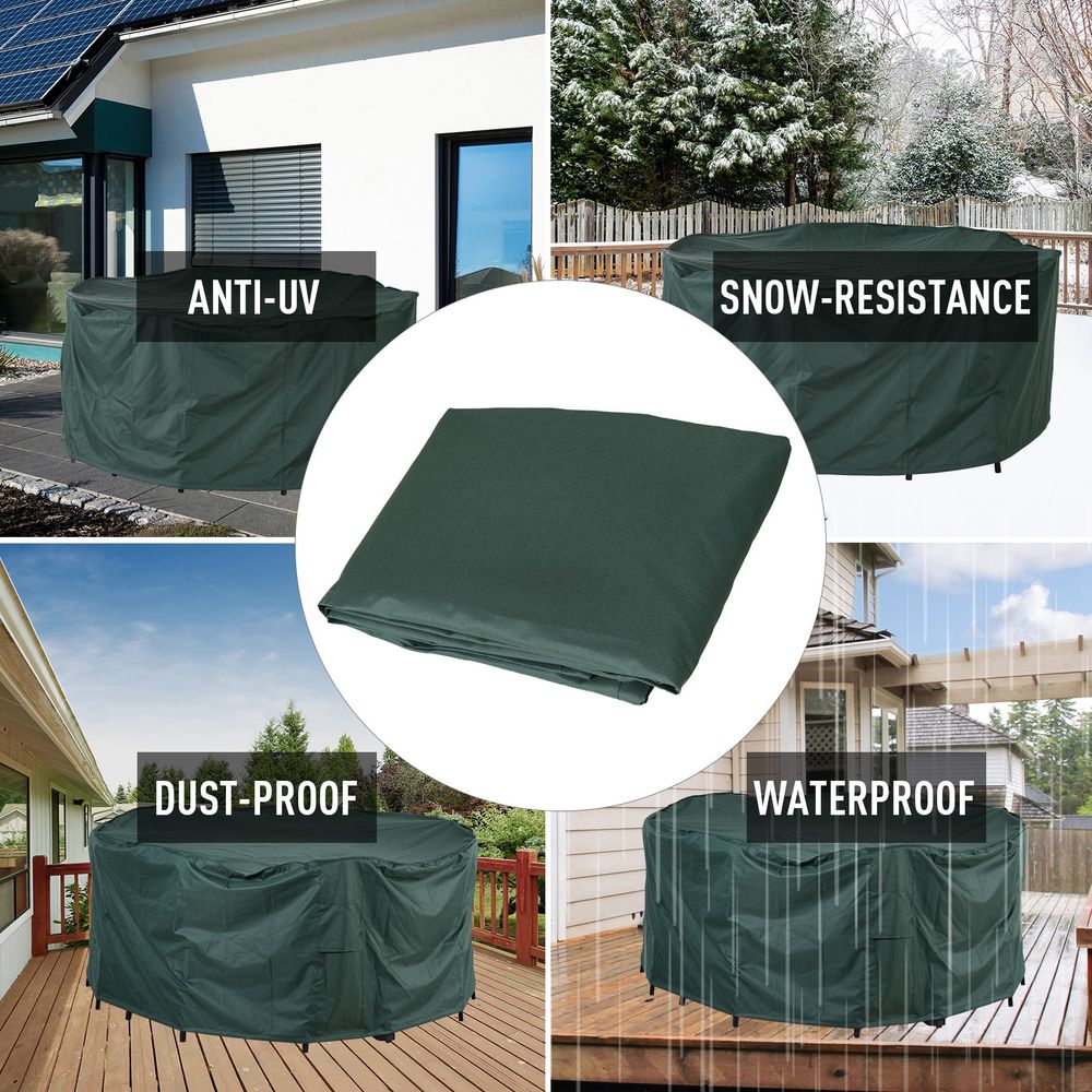 PVC Coated Large Round 600D Waterproof Outdoor Furniture Cover Green - Cover from Outsunny
