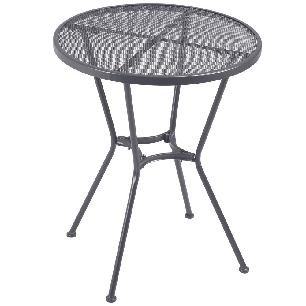 60cm Round Dining Table Metal Bistro Table with Mesh Tabletop grey - Dining Table from Outsunny