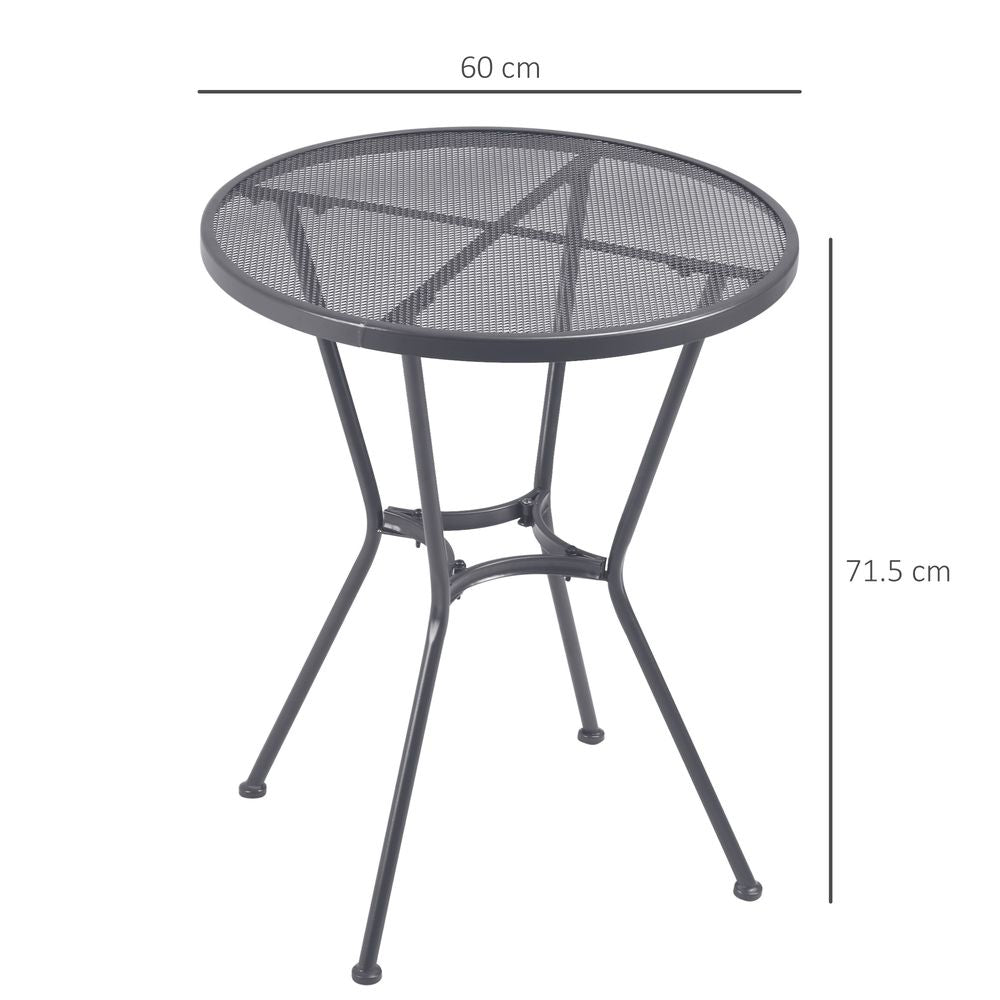 60cm Round Dining Table Metal Bistro Table with Mesh Tabletop grey - Dining Table from Outsunny