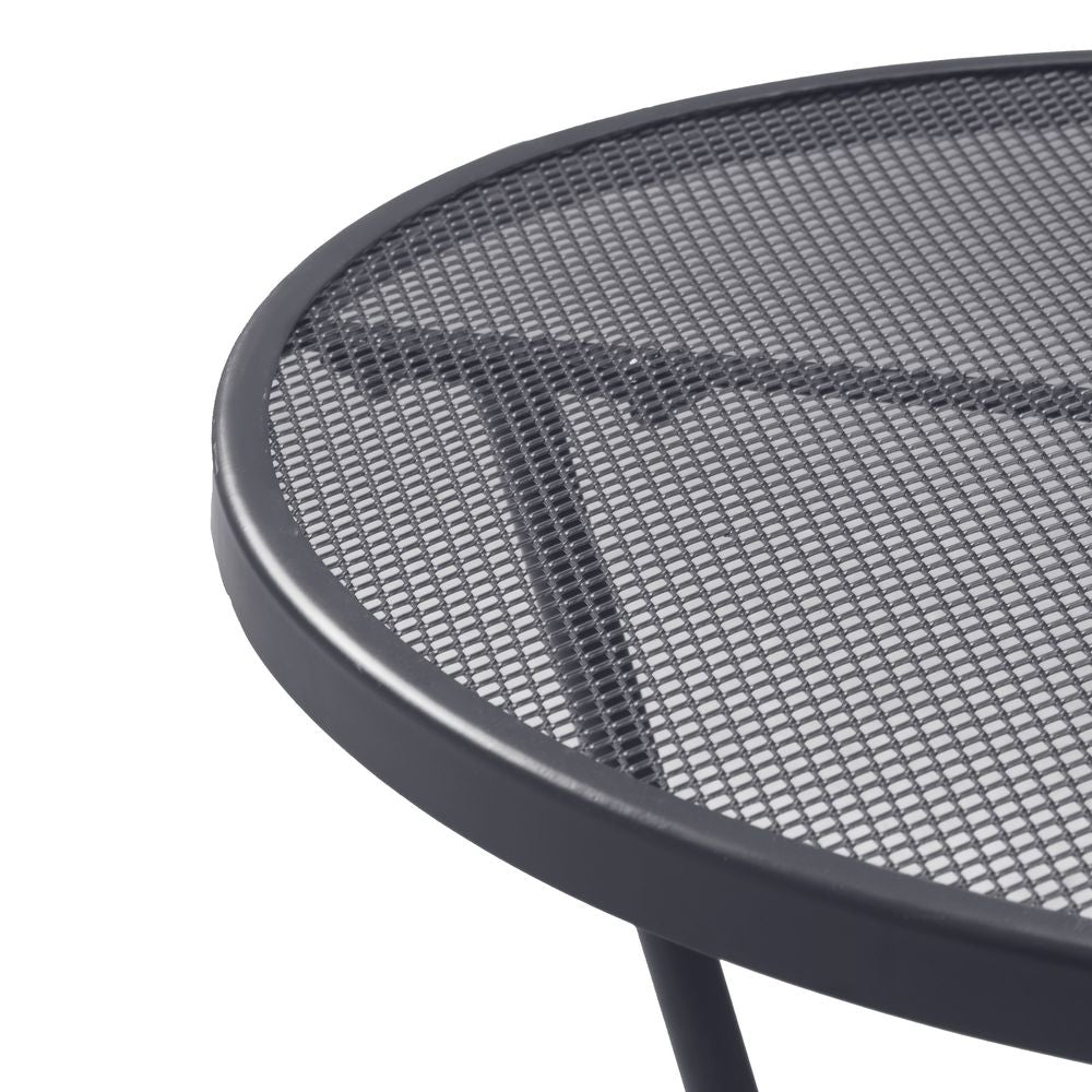 60cm Round Dining Table Metal Bistro Table with Mesh Tabletop grey - Dining Table from Outsunny