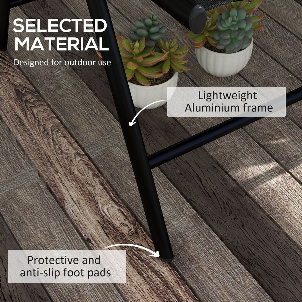 Outsunny 2 PCS Outdoor Folding Chairs, Dining Chairs with Padded Filling, Black - Folding Chairs from Outsunny