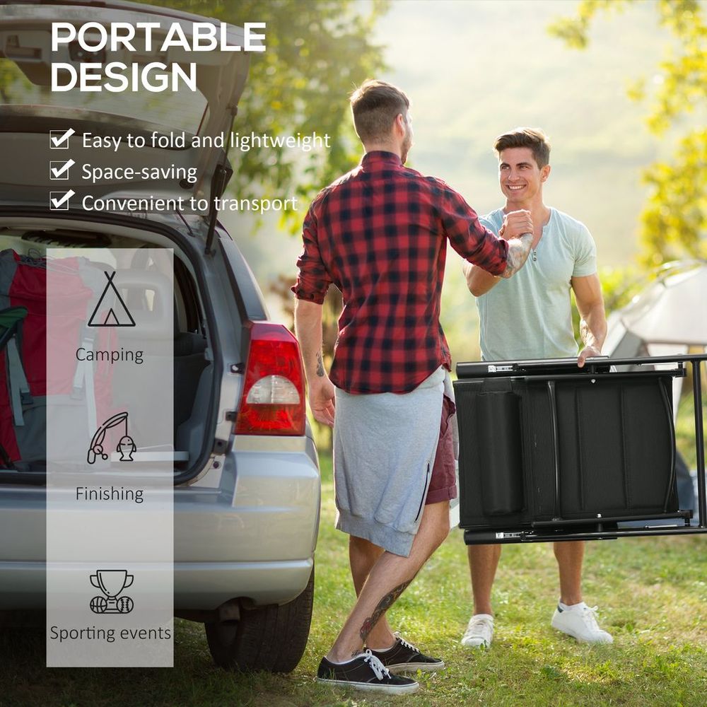 Outsunny 2 PCS Outdoor Folding Chairs, Dining Chairs with Padded Filling, Black - Folding Chairs from Outsunny