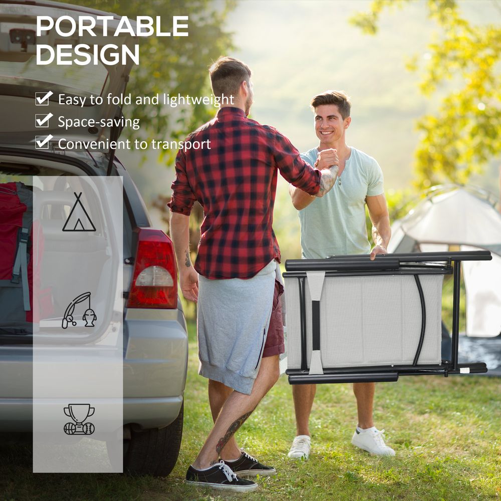 Outsunny 2 PCS Outdoor Folding Chairs, Dining Chairs with Padded Filling, Grey - Folding Chairs from Outsunny