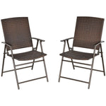 Outsunny 2pcs Rattan Chair Foldable Garden Furniture w/ Armrest Steel Frame - Folding Chairs from Outsunny