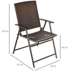 Outsunny 2pcs Rattan Chair Foldable Garden Furniture w/ Armrest Steel Frame - Folding Chairs from Outsunny