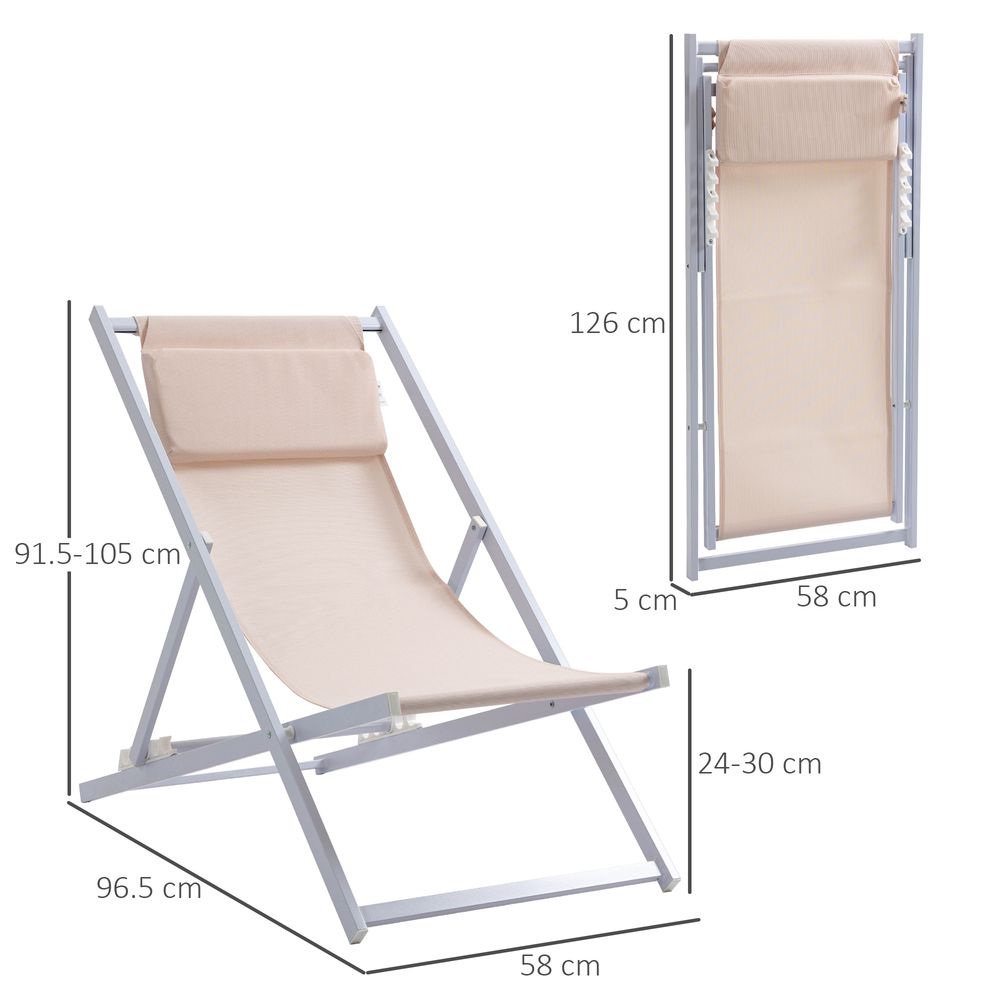 Set of 2 Folding  Deck Folding Chairs  Garden Patio Lounger, White - Folding Chairs from Outsunny
