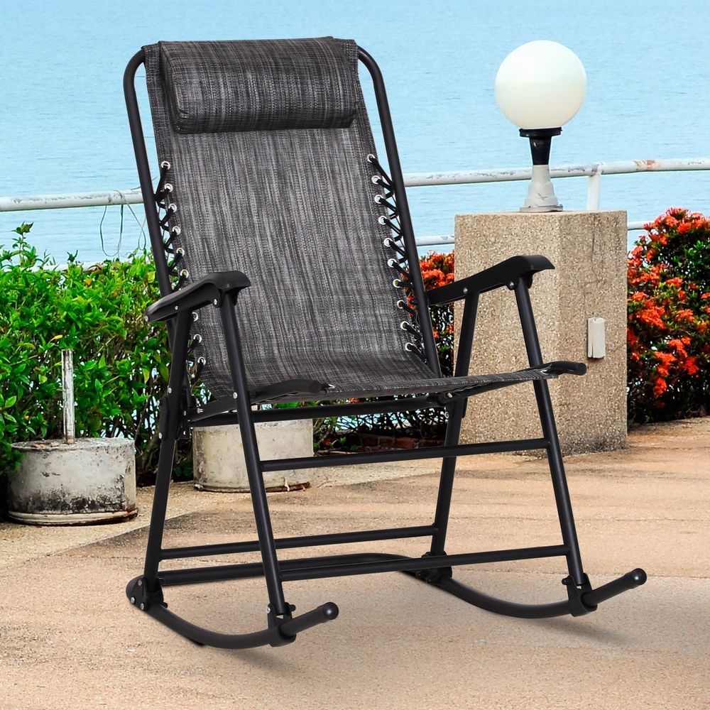 Outsunny Folding Rocking Chair Outdoor Portable Zero Gravity Chair - Folding Chairs from Outsunny