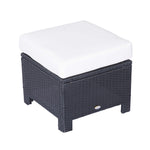 Rattan Footstool Wicker Ottoman with Padded Seat Cushion Furniture 50x50x35 cm - Footstool from Outsunny