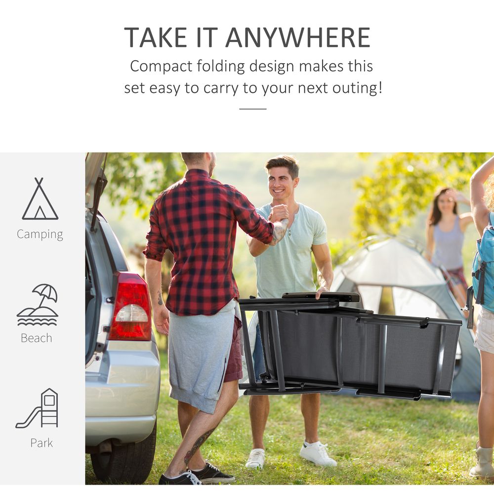 Folding Sun Lounger, Adjustable Chaise Lounge Chair Aluminium Frame Grey - Garden Chairs from Outsunny