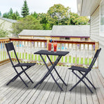 Rattan Garden Bistro Set Coffee 2 Wicker Weave Folding Chairs & 1 Square Table by Outsunny