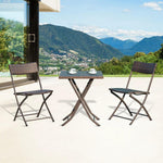 Rattan Garden Bistro Set Coffee 2 Wicker Weave Folding Chairs & 1 Square Table by Outsunny