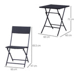 Rattan Garden Bistro Set Coffee 2 Wicker Weave Folding Chairs & 1 Square Table by Outsunny
