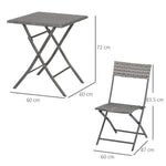 Outsunny Rattan Garden Bistro Set Coffee 2 Wicker Weave Folding Chairs & 1 Square Table - Uncategorized Garden Set