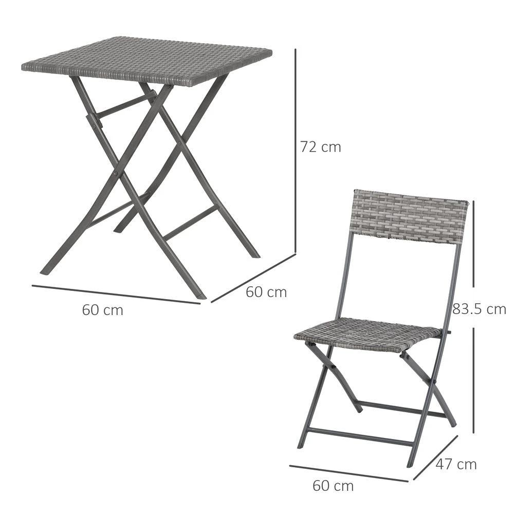 Outsunny Rattan Garden Bistro Set Coffee 2 Wicker Weave Folding Chairs & 1 Square Table - Uncategorized Garden Set