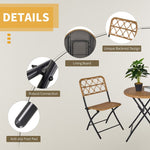 3 PCS Rattan Wicker Set Easy Folding, Hand Woven Rattan Coffee Table & Chairs - Garden Set from Outsunny