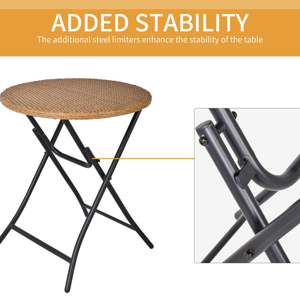 3 PCS Rattan Wicker Set Easy Folding, Hand Woven Rattan Coffee Table & Chairs - Garden Set from Outsunny