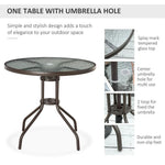 6Pc Patio Dining Set with Umbrella, 4 Folding Chairs Glass Table by Outsunny