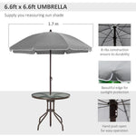 6Pc Patio Dining Set with Umbrella, 4 Folding Chairs Glass Table by Outsunny