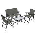 Outsunny Patio Furniture Set, Garden Set with Table, Foldable Chairs, a Loveseat by Outsunny