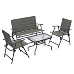 Outsunny Patio Furniture Set, Garden Set with Table, Foldable Chairs, a Loveseat by Outsunny
