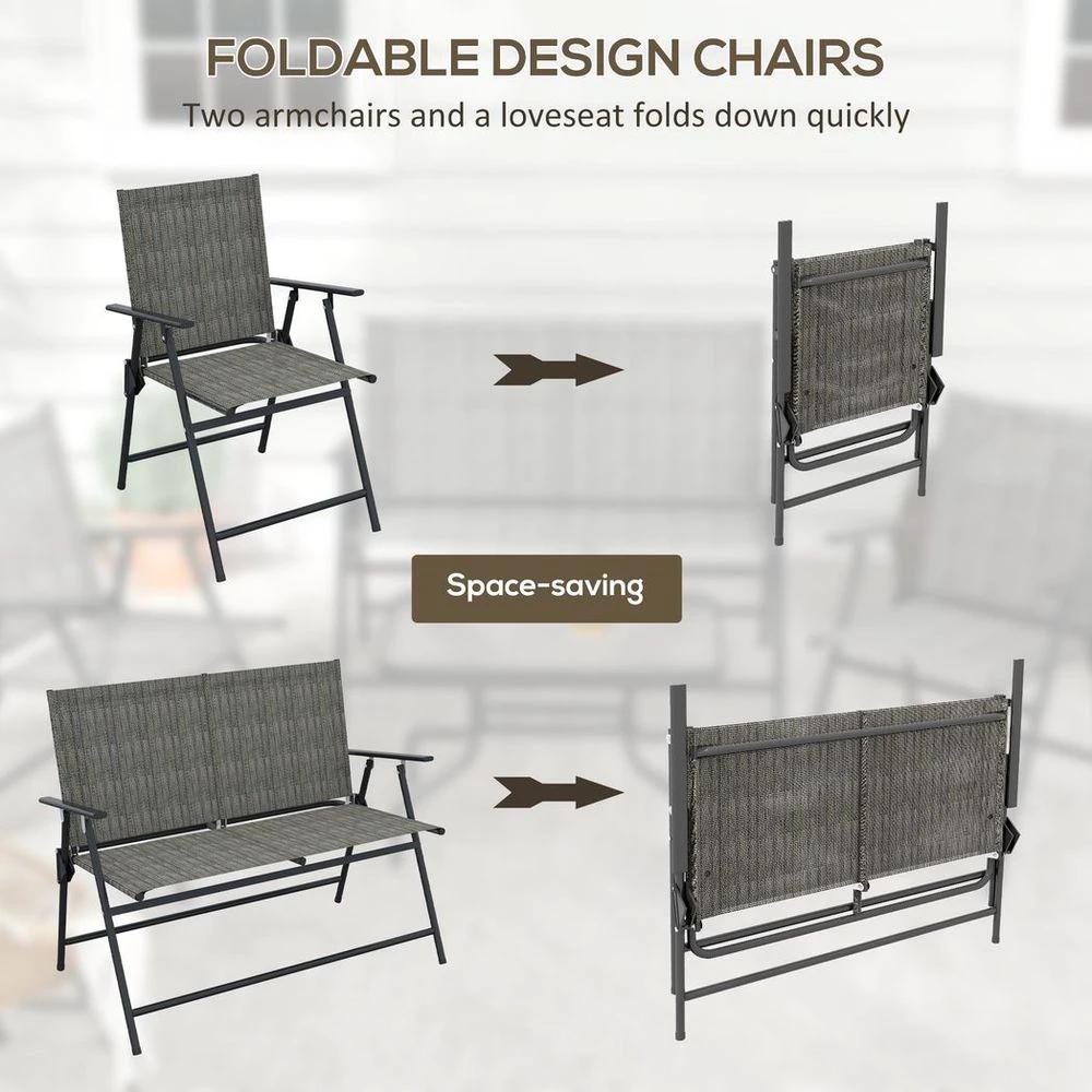 Outsunny Patio Furniture Set, Garden Set with Table, Foldable Chairs, a Loveseat by Outsunny