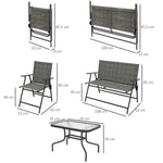 Outsunny Patio Furniture Set, Garden Set with Table, Foldable Chairs, a Loveseat by Outsunny