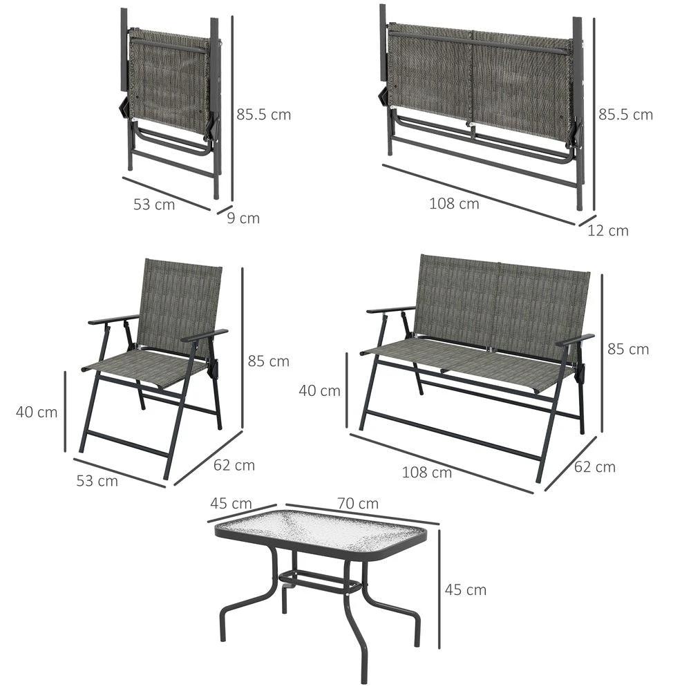 Outsunny Patio Furniture Set, Garden Set with Table, Foldable Chairs, a Loveseat by Outsunny