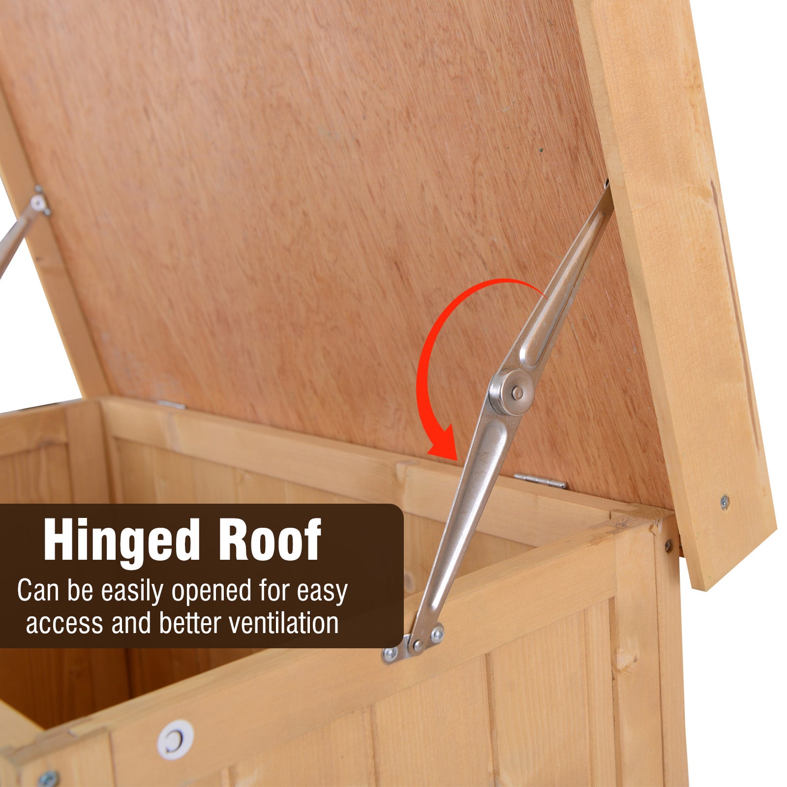 74x43x88cm Garden Shed Storage Wooden Chest Double Doors Shelf Hinged Roof - Garden Shed from Outsunny