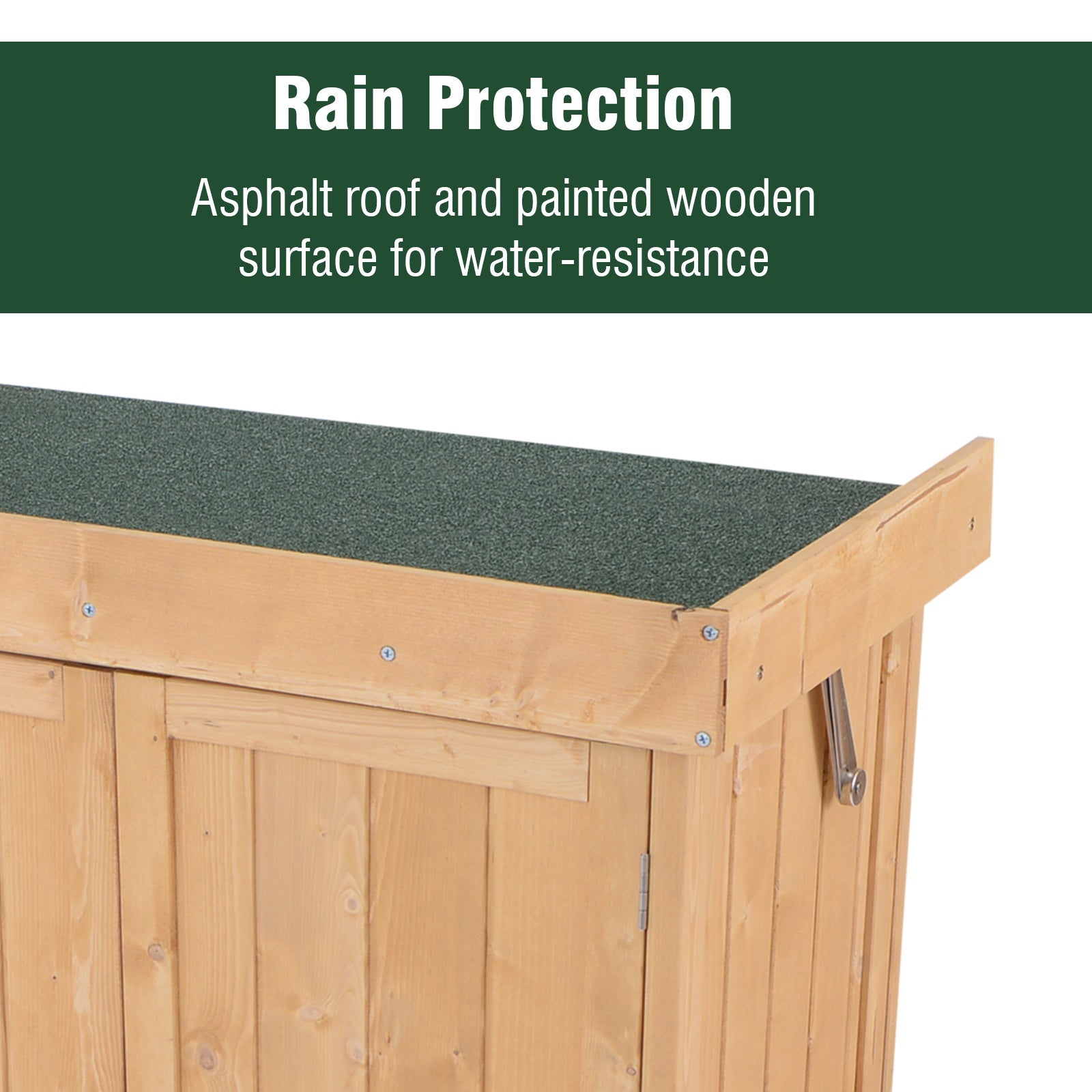 74x43x88cm Garden Shed Storage Wooden Chest Double Doors Shelf Hinged Roof - Garden Shed from Outsunny