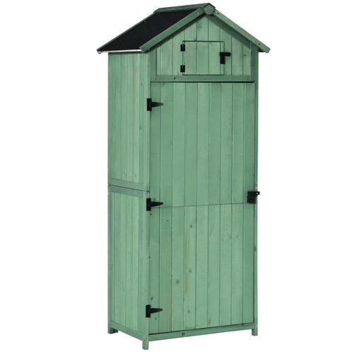 Garden Shed Vertical Utility 3 Shelves Wood Tool Storage Unit Cabinet by Outsunny