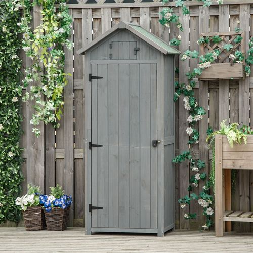 Garden Shed Vertical Utility 3 Shelves Wood Tool Storage Unit Cabinet - Garden Shed from Outsunny