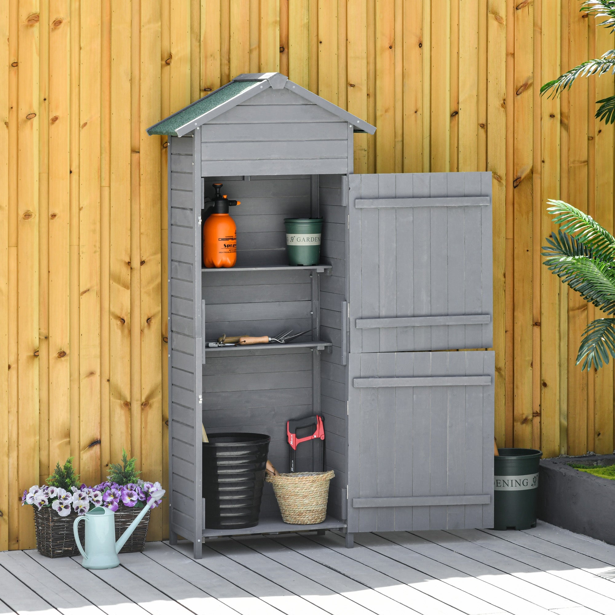 Garden Shed Wooden Timber Garden Storage Shed Tilted-felt Roof & Lockable Doors - Garden Shed from Outsunny