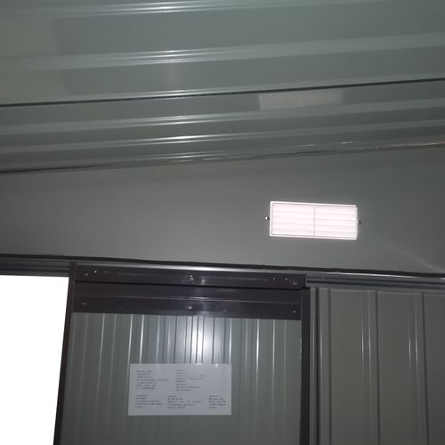 11.3 x 9.2ft Steel Garden Shed Metal Tool House Double Doors & 2 Air Vents, Grey - Garden Shed from Outsunny